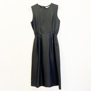 Vintage Newport News Dress Womens 6 Black Silk Elastic Waist Unlined Cocktail